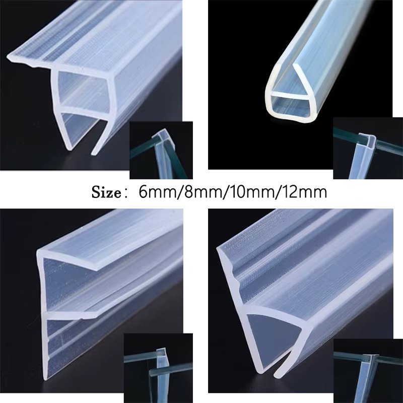 2M h/f/u/corner Shape Glass Seal Strip Silicone Bath Shower Weather Strips Draft Stopper for Door Window 6-12mm Sealing Strips