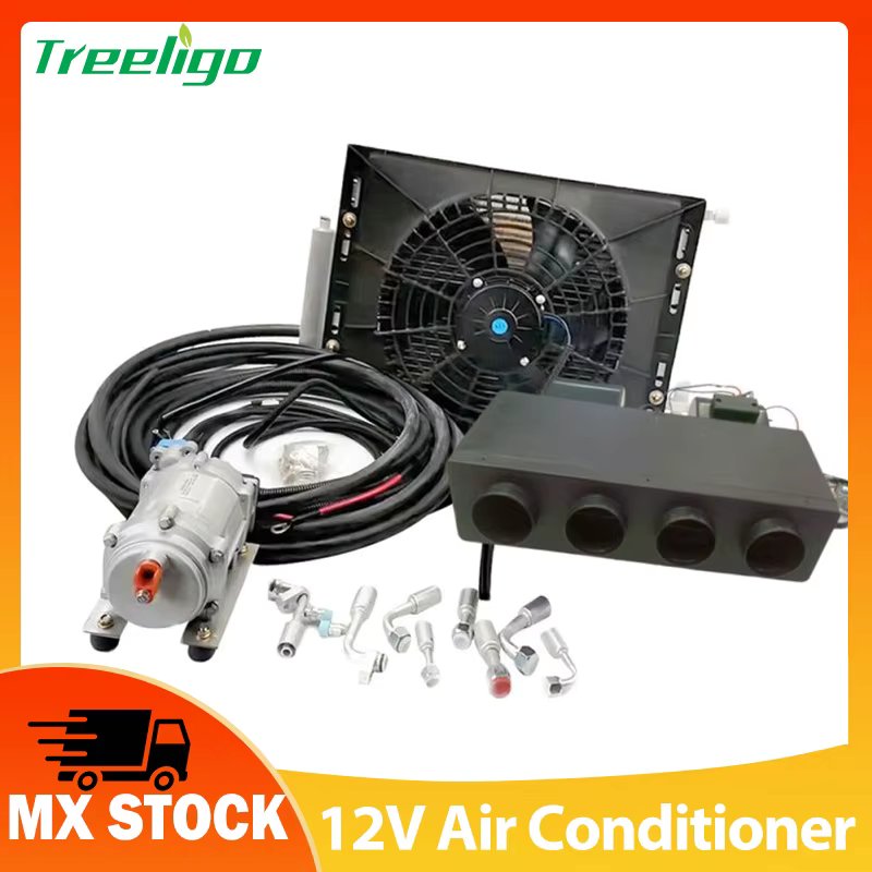 Treeligo 12V Heat&Cool Electric Automotive Air Conditioner New Energy Underdash AC Unit for Tractor Truck Camper Van Caravan