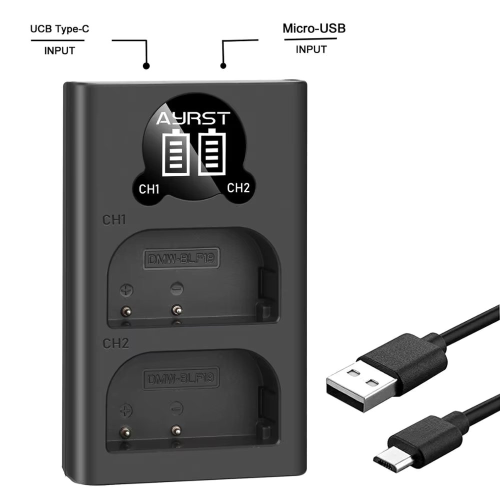 DMW-BLF19E BLF19E BLF19 LED USB Dual Battery Charger for Panasonic DMW-BLF19 Lumix DC-G9 DC-GH5 DMC-GH3 DMC-GH3K DMC-GH4 DMC-GH4