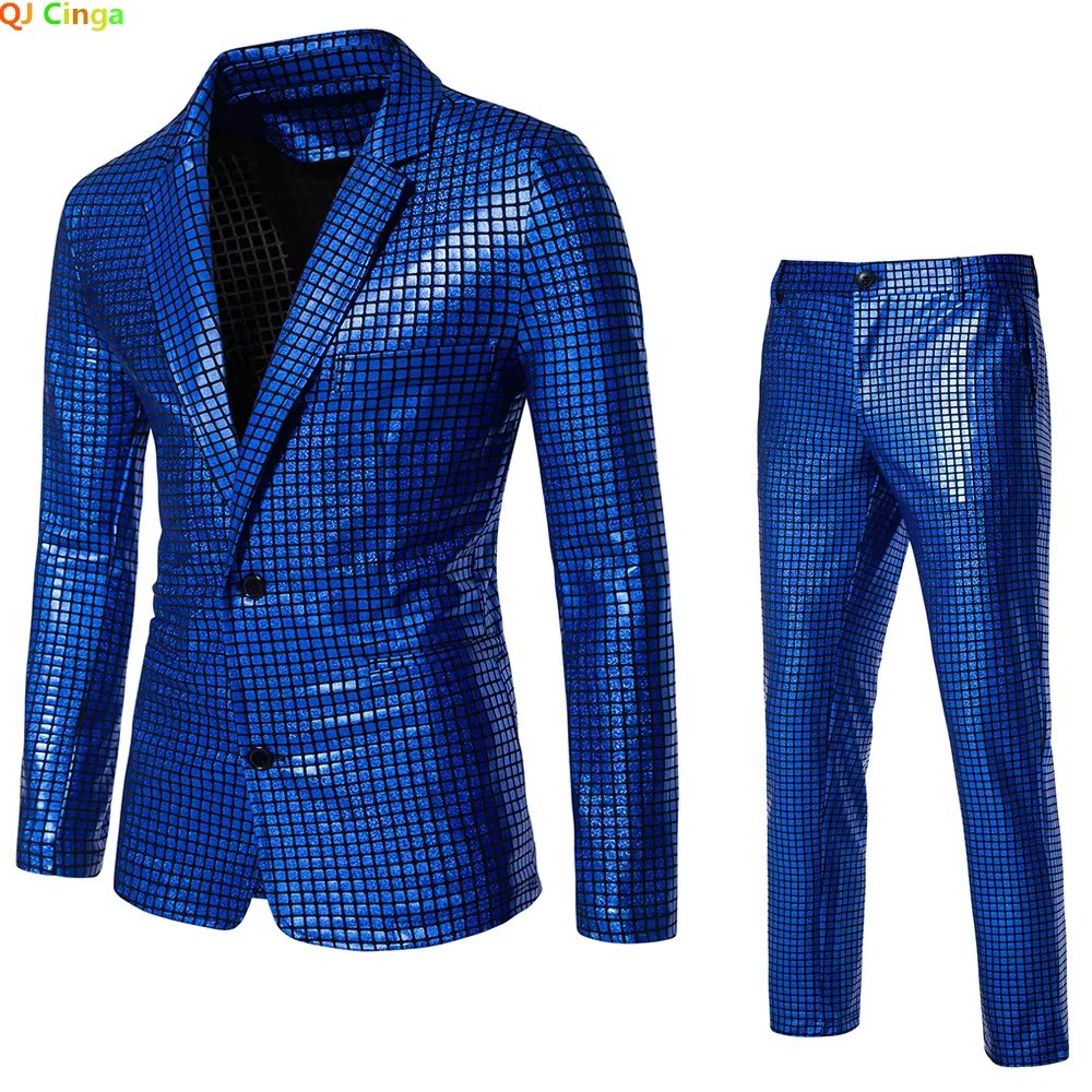 Hot sale sequins hot gold men's disco party stage nightclub shiny cool performance clothes suit jacket European size S-3XL