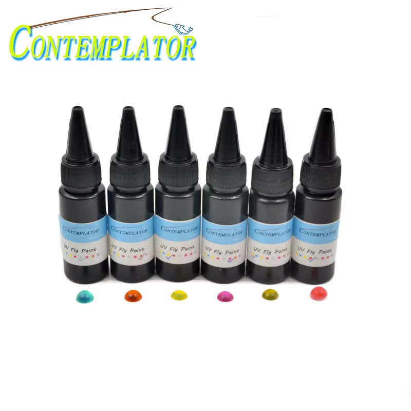 CONTEMPLATOR 20ml/bottle Super UV Glue 6optional colors UV Fly Paint Glue Medium Thick Clear Resin Glue Fly Tying Accessories