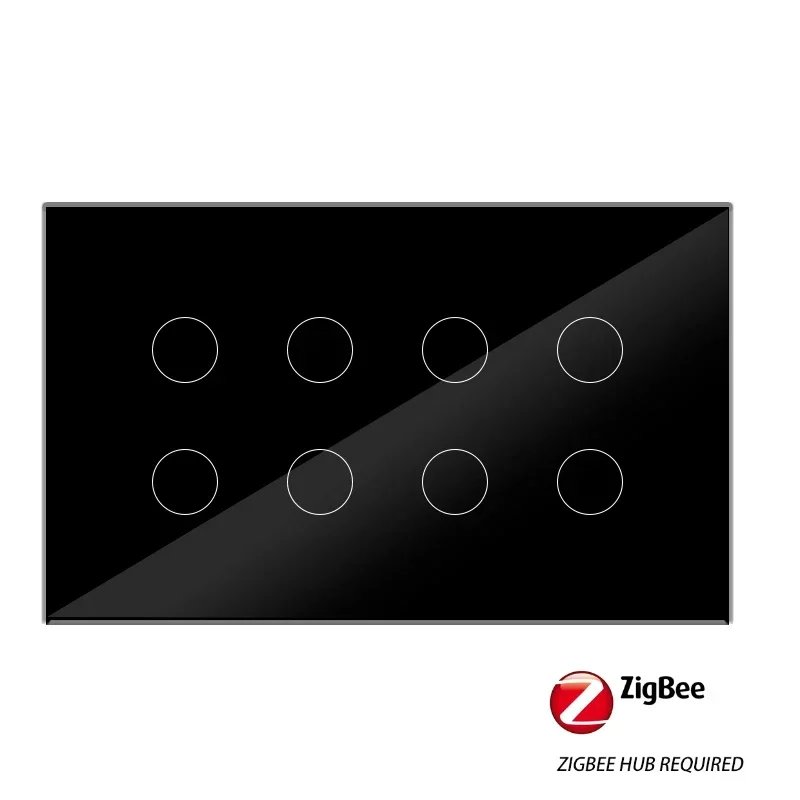 Shawader Zigbee Touch Light Wall Switch Interruptor Glass Panel 8/10 Gang Repeater Tuya Smart Compatible with Alexa Google Home