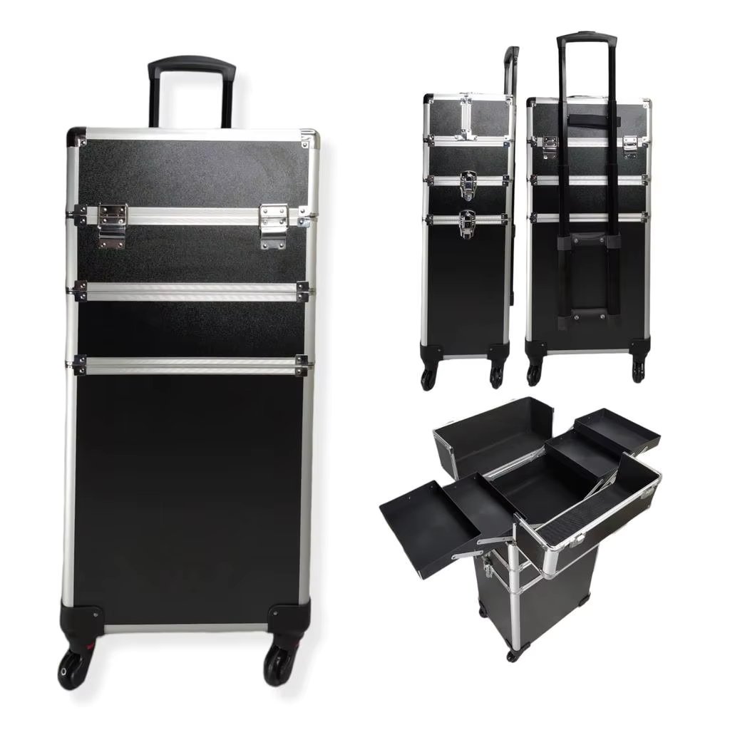 Professional Makeup Suitcase With Partitions and Round 3 Floor