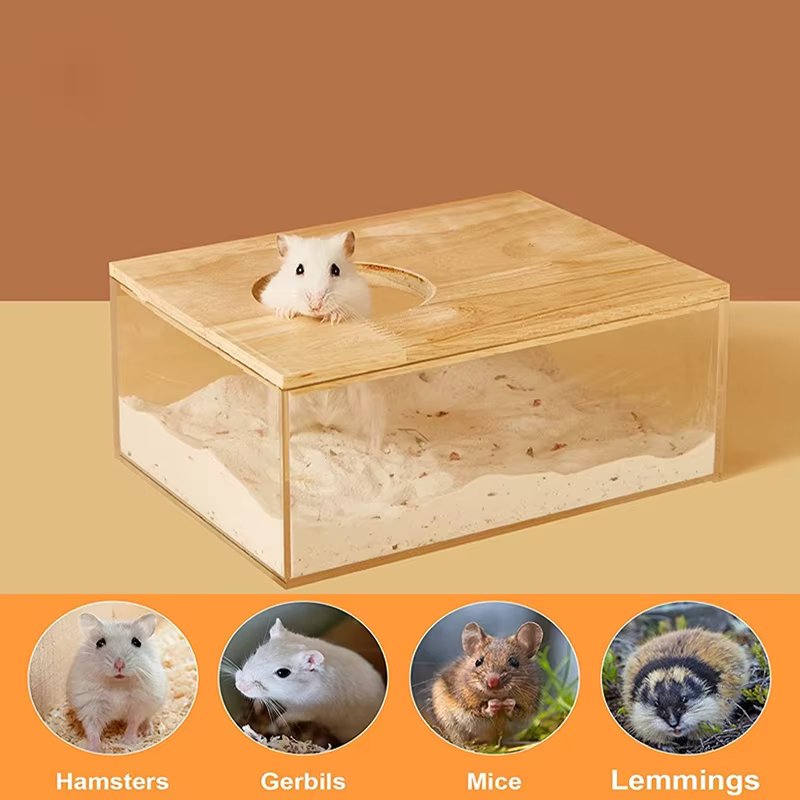 Hamster Bathroom House Sandbox Full Transparent Urine Sand Basin Golden Bear Supplies Sand Bath Container Small Pet Bathroom