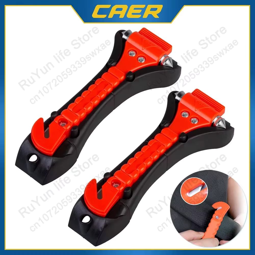1/2PCS Survival Safety Hammer Camping Driving Car Seat Belt Cutter 2-in-1 Emergency Break Window Glass Punch Life Rescue Tools