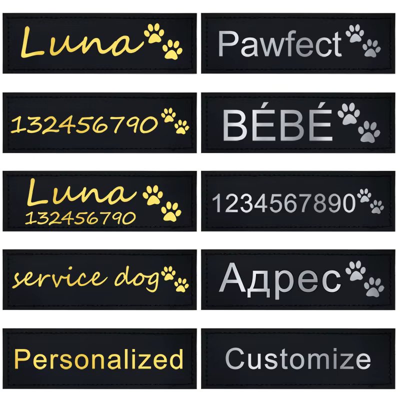 2 PCS Dog Tag Patches Personalized ID Name Custom Labels K9 Harness Collar Sticker Custom Pet Supplies