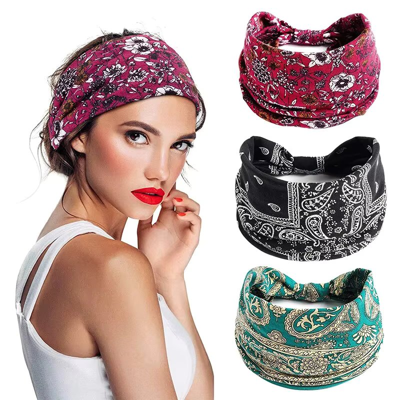 Bohemian Trendy Yoga Motion Hairpie Sweat-Absorbing Sweat Absorption And Elastic Cotton Head Ladies Headwear Hair Accessories