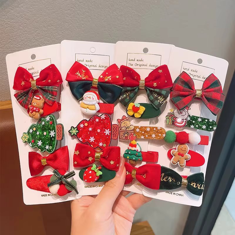5Pcs Christmas Children's Hairpin Bangs Side Clip Girls Hairpin Little Girl Headdress Cute Hair Accessories Clip Does