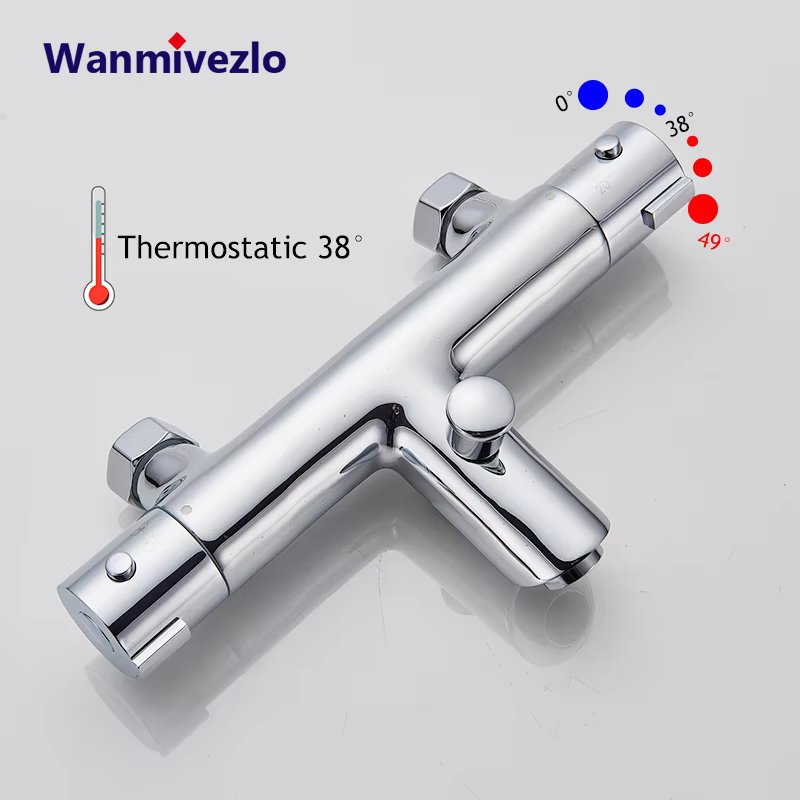 Thermostatic Shower Faucet Bathroom Chrome MixerTap Thermostat Wall Mounted Bathtub Thermostatic Shower Brass Thermostatic Mixer