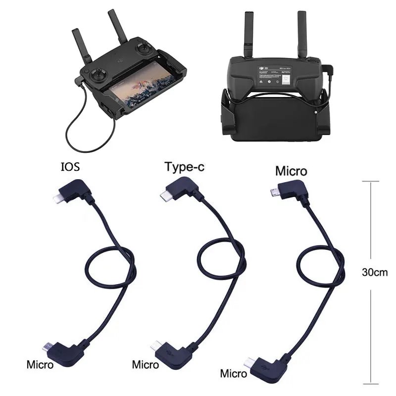 30CM OTG Data Cable For DJI Spark MAVIC Pro Air Mavic 2 Zoom Mini SE Micro-USB Type-C Connector for Tablet Phone to Controller