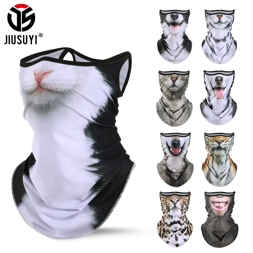 3D Animals Magic Scarf Bandana Breathable Neck Warmer Gaiter Hanging Ear Outdoor Sports Triangle Face Mask Neckerchief Summer