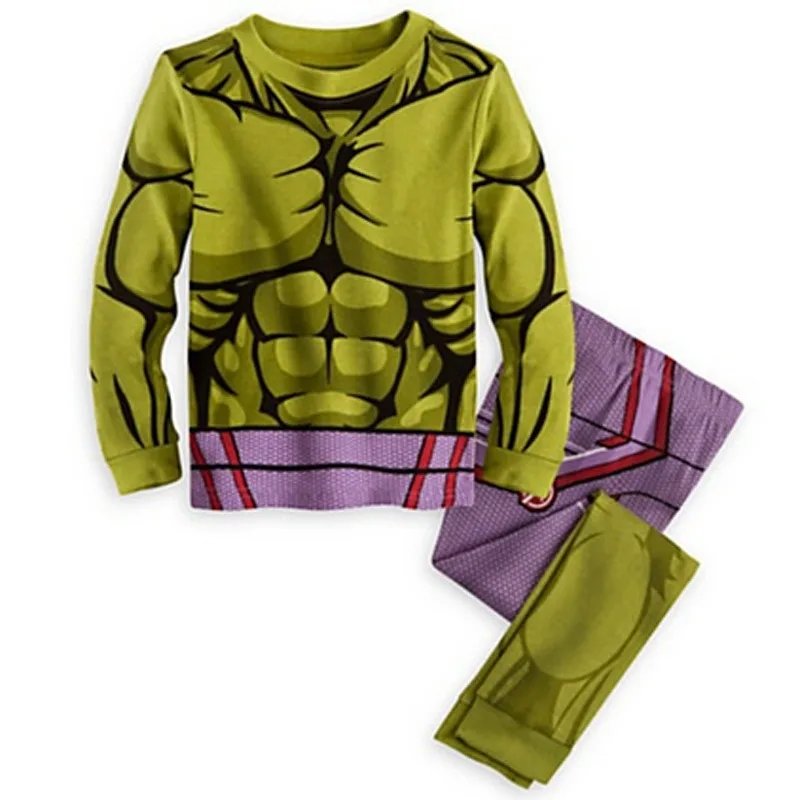 Avengers Superhero Pajamas Boys Spiderman Iron Man Nightwear Suit Boys Children Long Sleeve Halloween Costume Cartoon Sleepwear