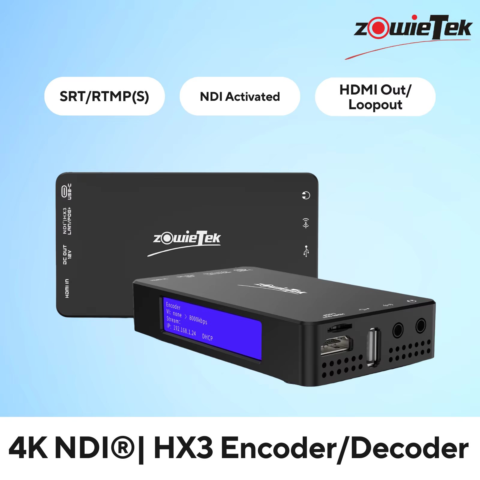 Zowietek 4K HDMI Video Live Stream Encoder/Decoder, NDI|HX3 Converter/Player, Video Capture and Recorder, SRT/RTMP(S)/RTSP
