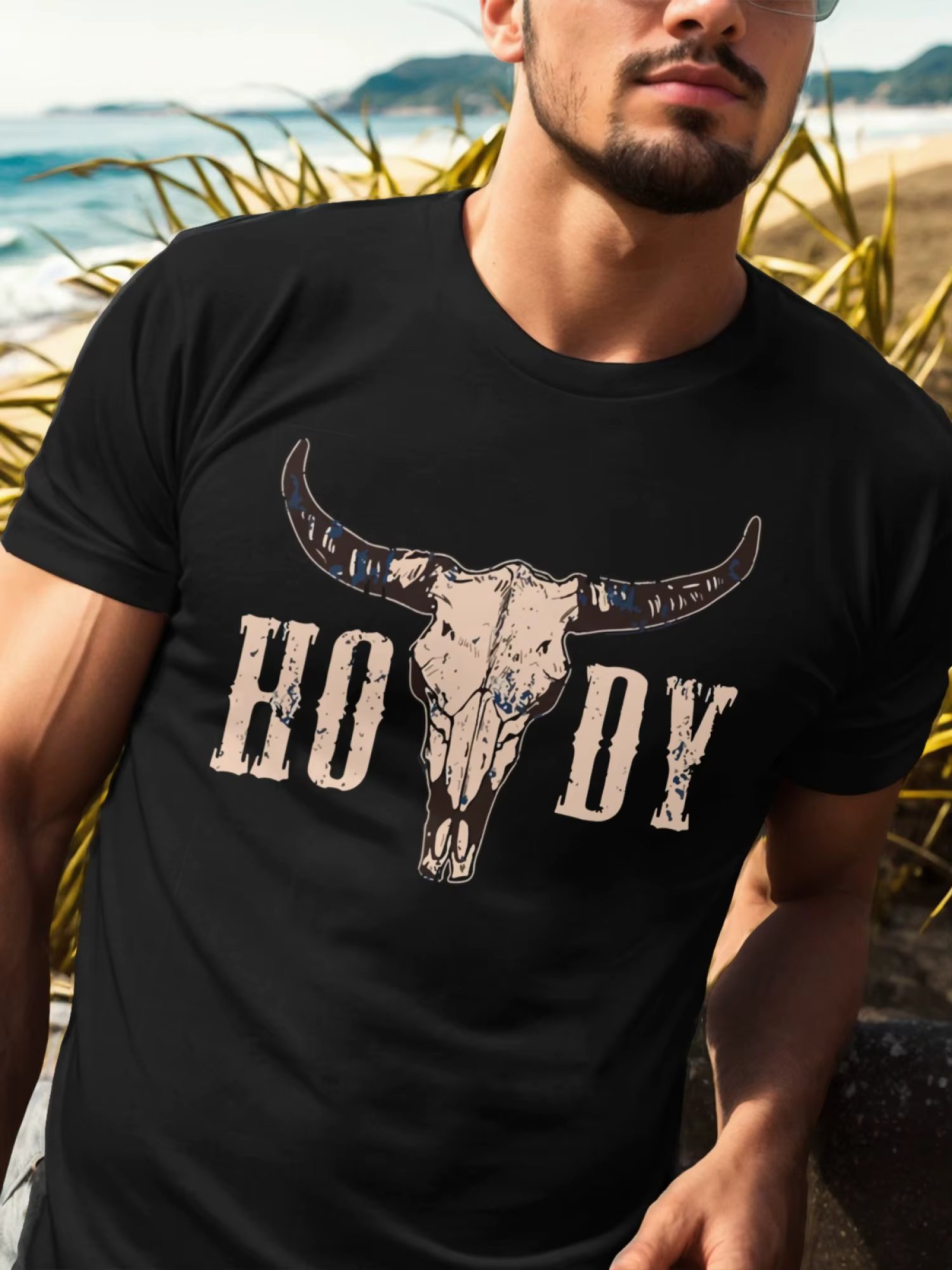 Men's short sleeved printed cotton T-shirt, round neck, comfortable and breathable, summer casual short sleeved top