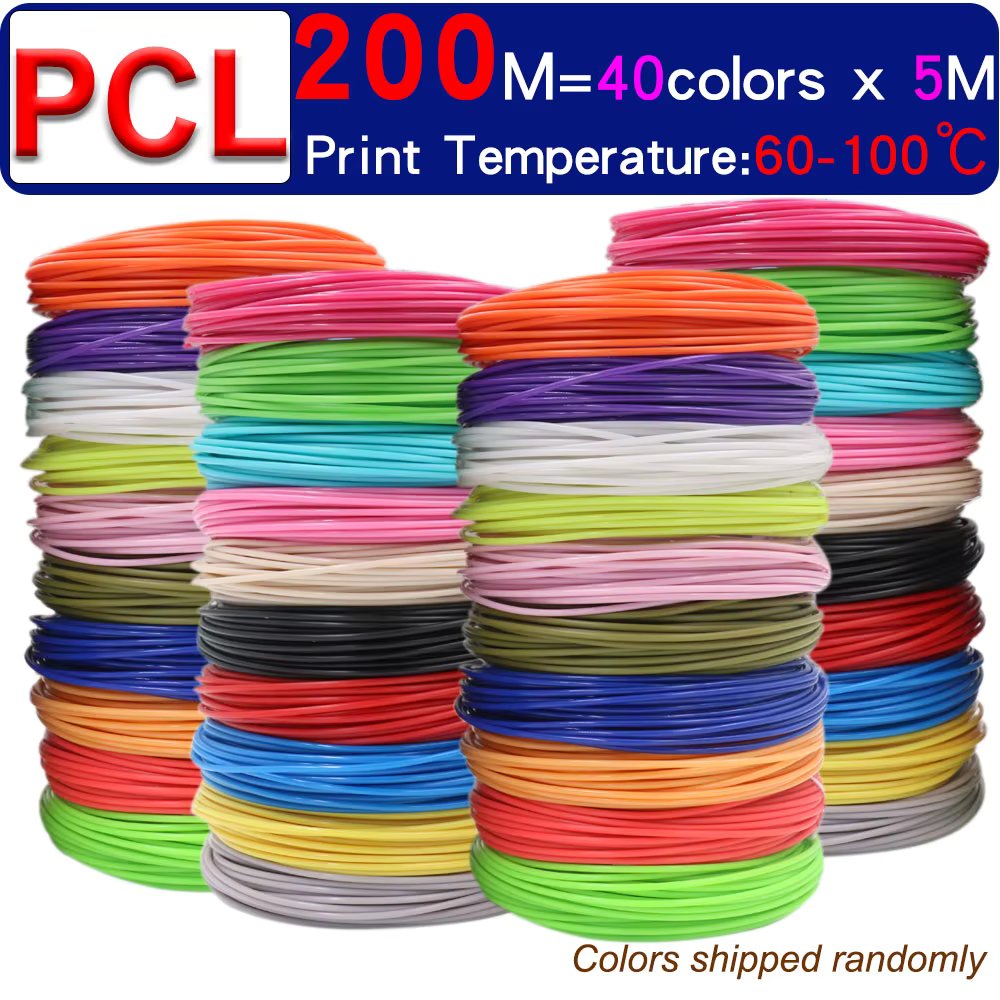 Diameter 1.75mm PCL Filament Smokeless Odorless Suitable for Low Temperature 3D Printing Pen Boys Girls Christmas Birthday Gift