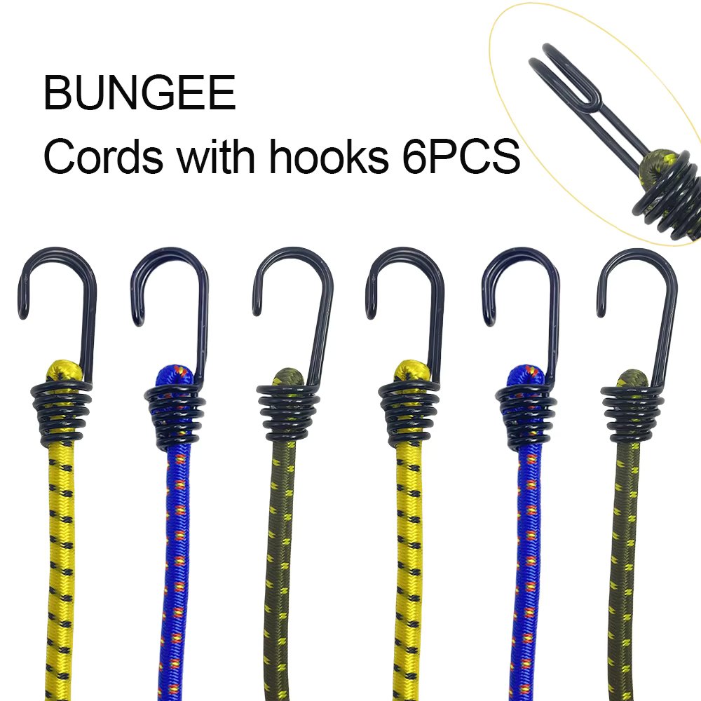6Pcs Elastic Bungee Cord Set Tied Rope High Elasticity Luggage Straps Rope for Bikes Tie Downs Camping & Cars,Bungee Cord Tie