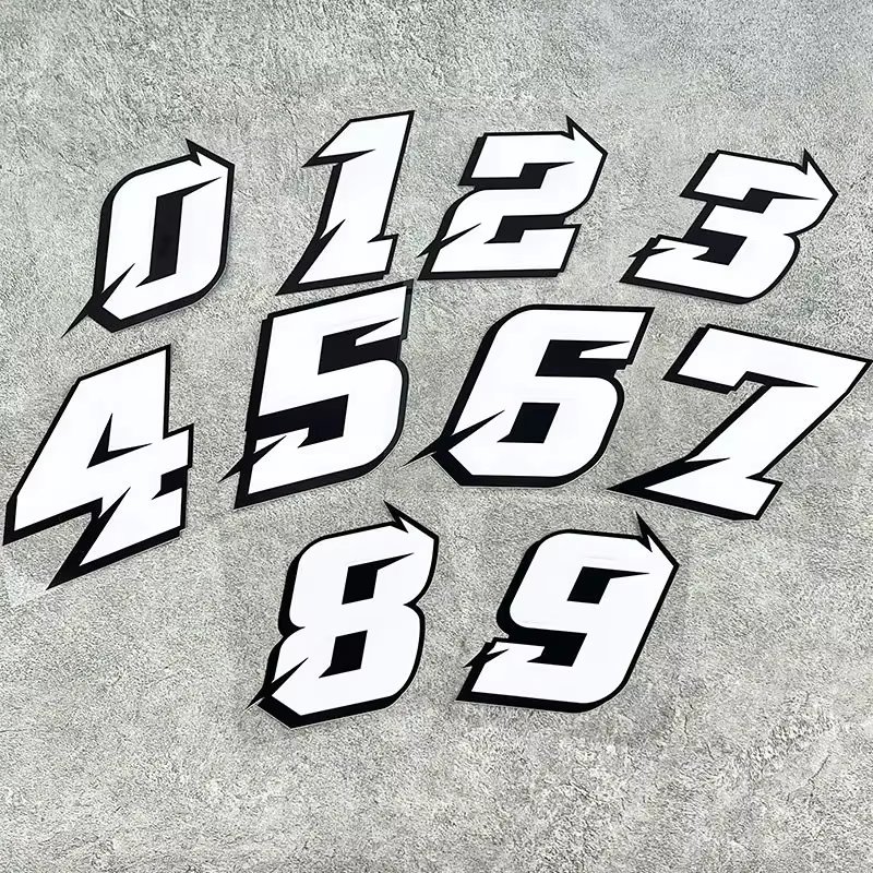 JDM Style 0123456789 Numbers DIY Racing Driver Number Waterproof Motorcycle Stickers for Yamaha Kawasaki SUZUKI KTM BMW Vespa