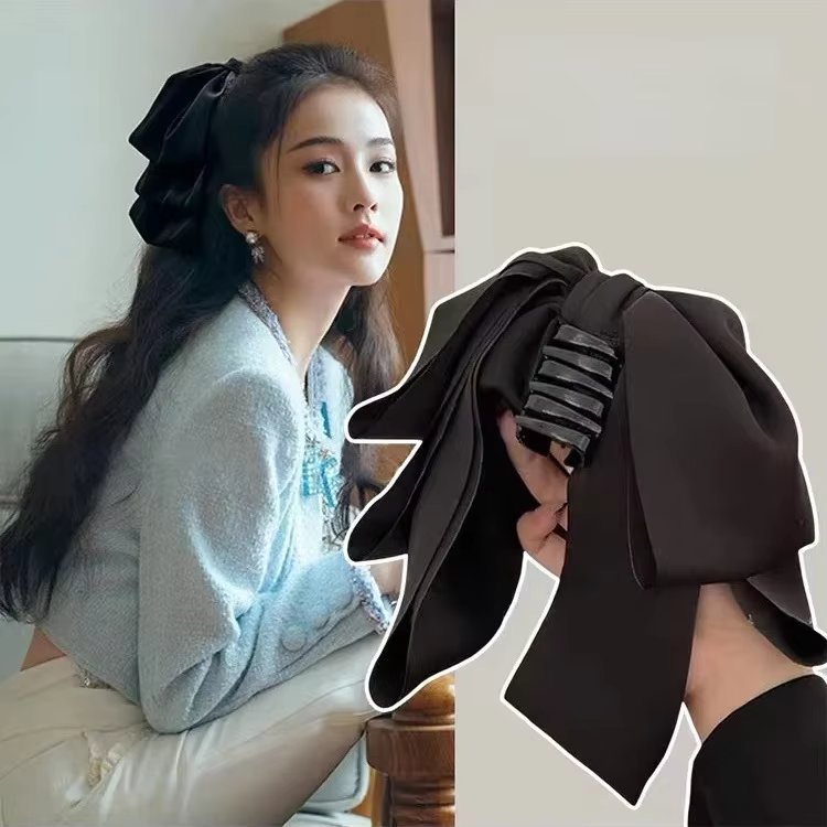 Hot Korean  Big Size Bow Hair Clip Claw Clamp Women  High Ponytail  Barrettes Headwear Girls Women Hair Accessories