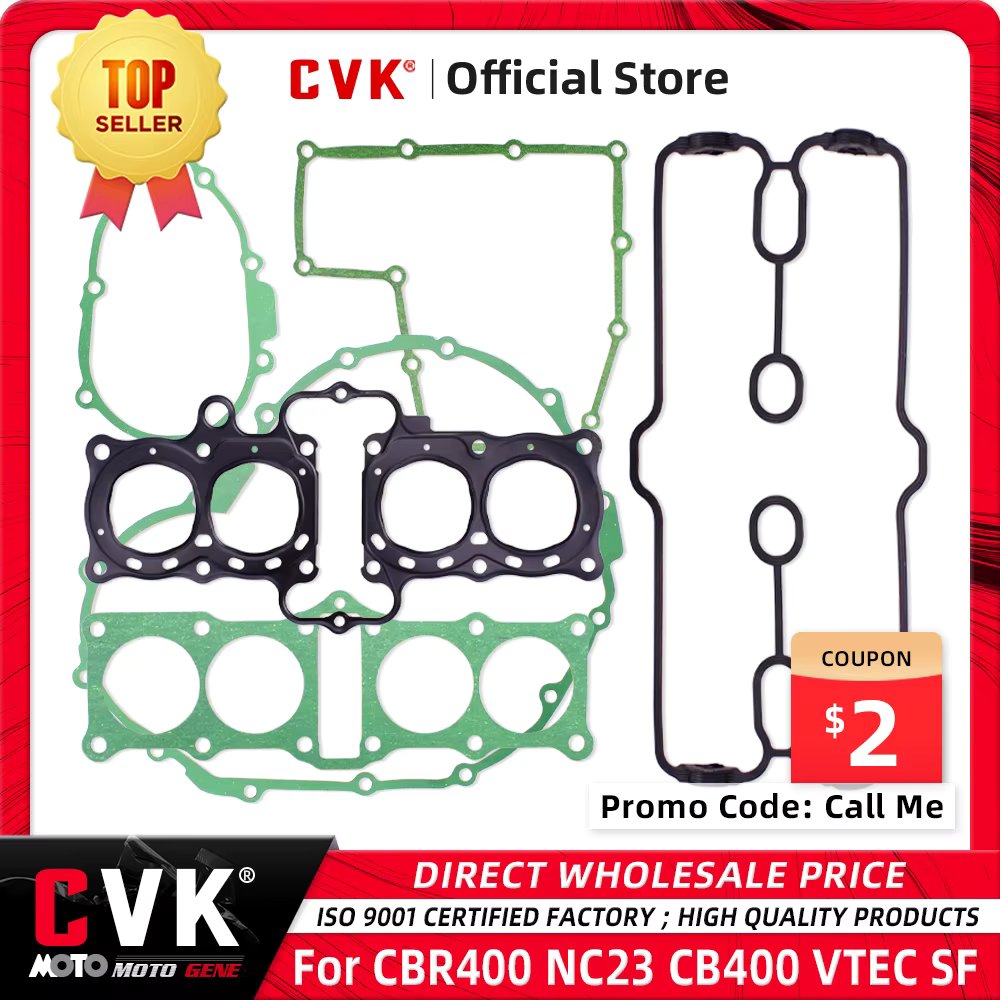 CVK Motorcycle Full Cylinder Head Crankcase Stator Cover Gasket Kit Engine Valve Parts For Honda CBR400 NC23 CB400 SF CB-1 VTEC