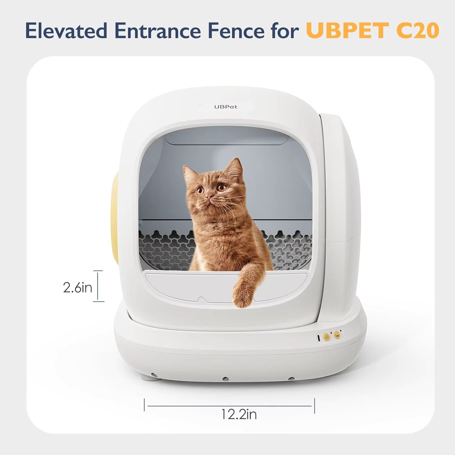 Raised Entrance Fence UBPET C20 Self Cleaning Cat Litter Box, Reduces Litter Scattering and Prevents Cats from Urinating Outside