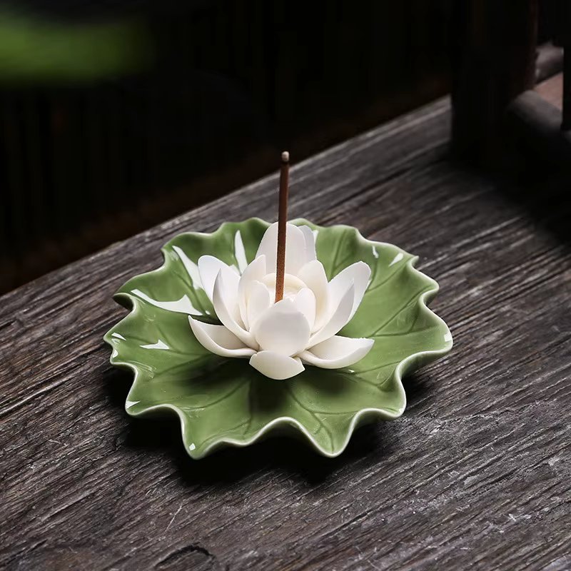 1 set of 4 optional, pure hand-plug Lotus Line incense stand, Yoga Home ornaments andle aromattherapy stove incense stand psycho