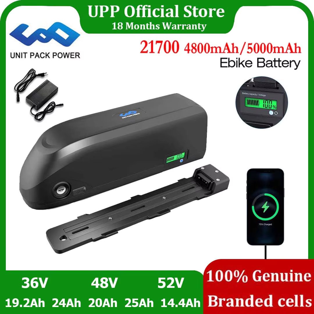 New Arrival Upgrade EBike Battery 21700  48V 52V 36V 15Ah 19.2Ah 20Ah UPP Electric Bicycle Battery Pack 1500W 1000W 500W Motor