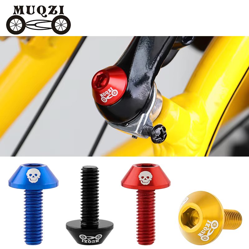 MUQZI 2/4PCS Bike M6 Brake Caliper Bolt 7075 Aluminum Alloy V Brake Clamp Screw MTB Road Folding Bicycle Accessories