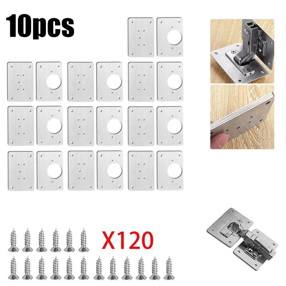 1/2/4/10Pcs Hinge Repair Plate Cabinet Furniture Drawer Table Scharnier Stainless Steel Household Hardware Hinge Fixing Plate