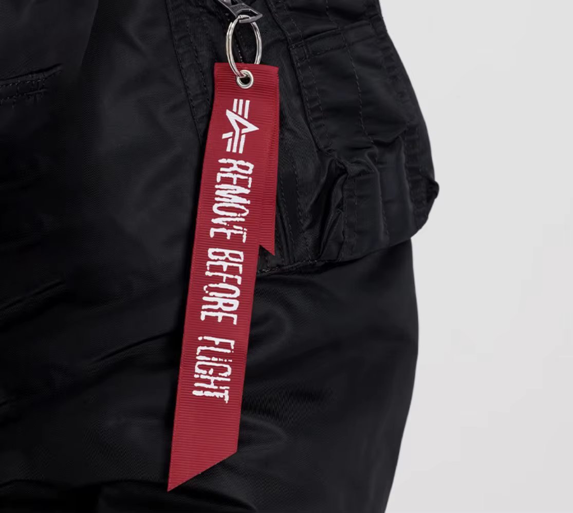 Red Nylon Side Label, Alpha Flight Jacket Decorative Arm Band, Key Fob Pendant, Hunting Clothing Accessory