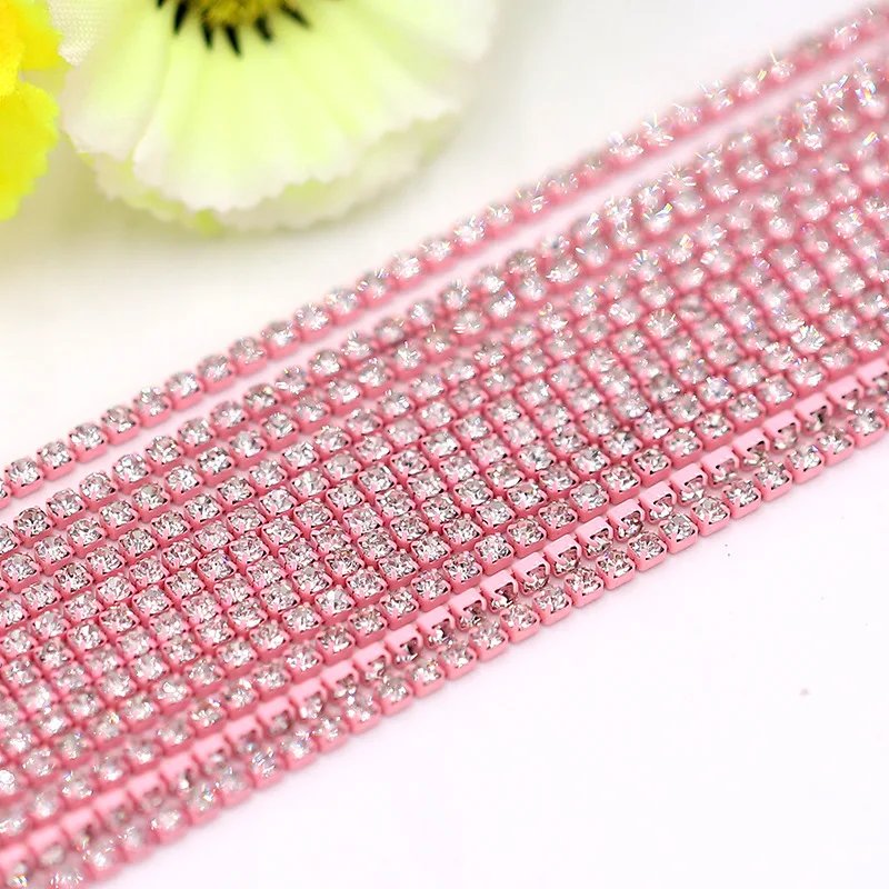 1 Yard Full Color 22Color Claw Rhinestone SS6 ss12 Crystal Tassel Diy Clothes Earring Accessories Beads Diamond Rhinestone Chain