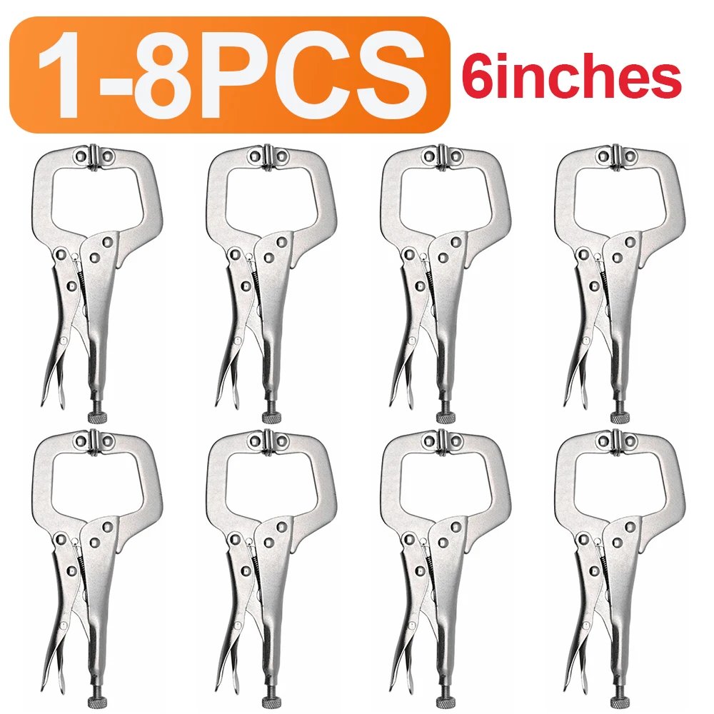 1-5Pcs Carbon Steel Woodworking Welding Fixing C-Shaped Clamps Clip Multifunctional Flat Locking Grip Pliers Carpentry Hand Tool