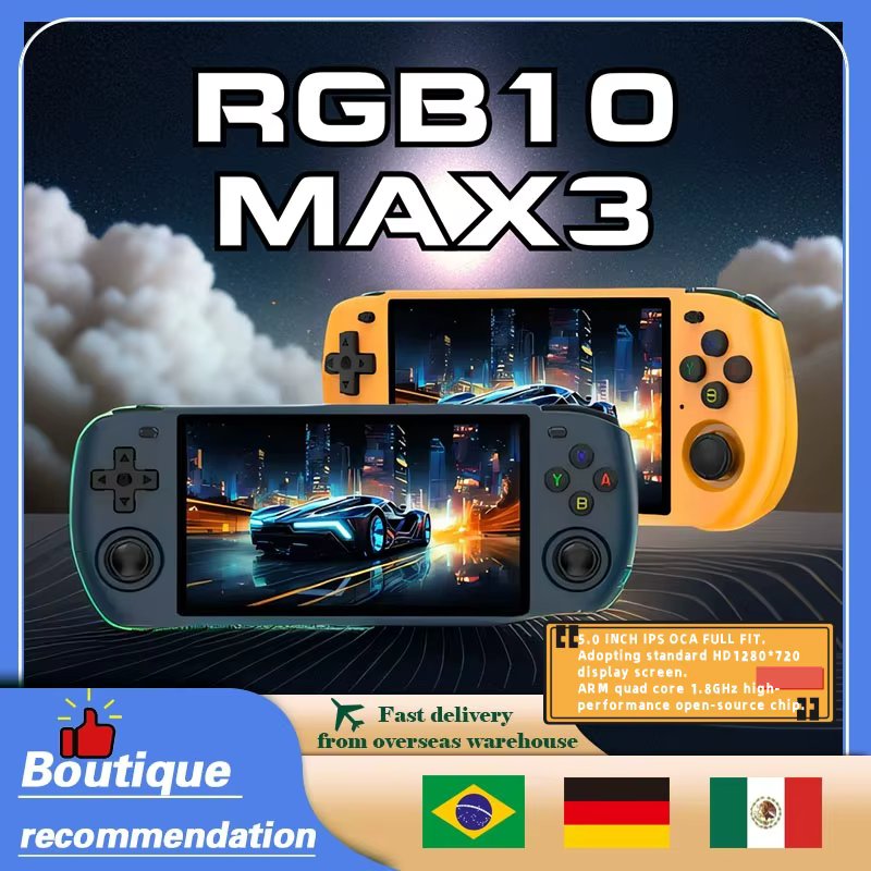POWKIDDY RGB10MAX3 Handheld Game Console Video Game Consoles Retro Open-Source RK3566 5-Inch 1280*720 Ips Screen Retro Gaming