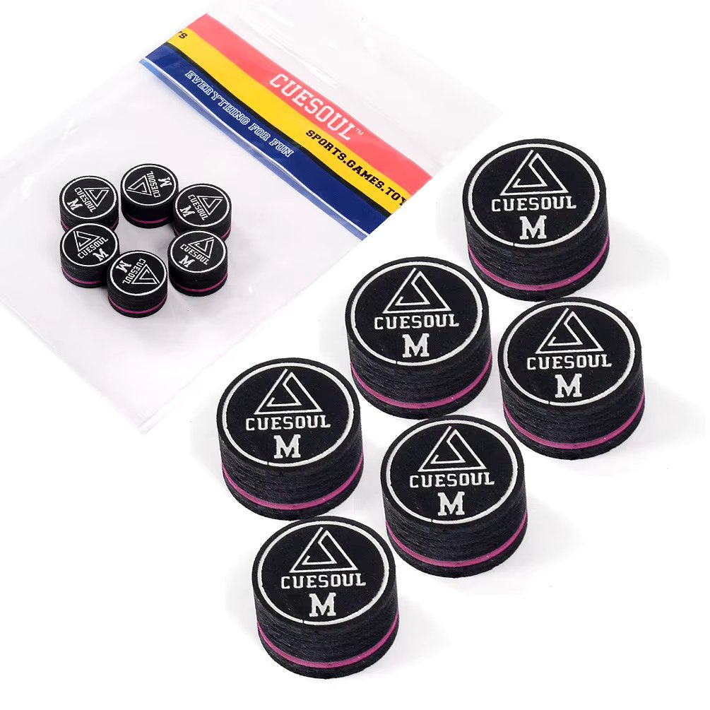 CUESOUL 6pcs/set 14MM Baked Pig Suede Billiard Snooker Cue Tip & Pool Cue Tip