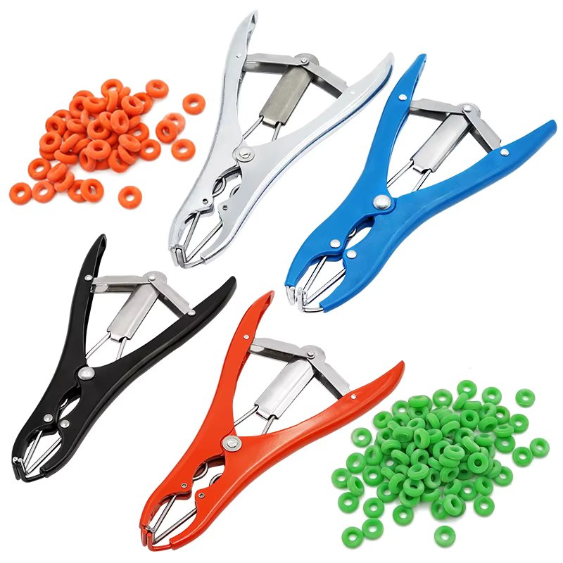 Livestock Tail Removal Pigs Sheep Broken Tail Castration Plier and Particulate Rubber Rings Castration Device Veterinary Supplie