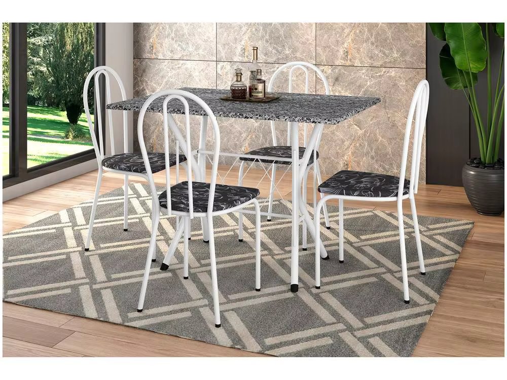 Dining Table 4 Chairs Rectangular White