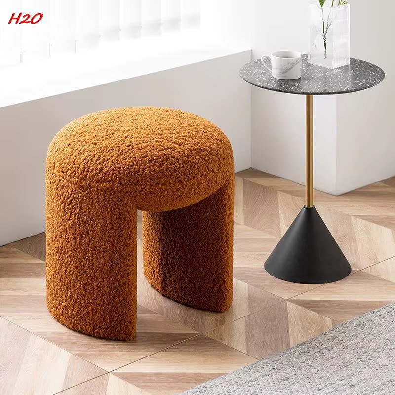 Lamb Velvet Light Luxury Nordic Chairs Makeup Stools Shoe Changing Stools Entrance Seating Bedroom Living Room Kitchen Furniture