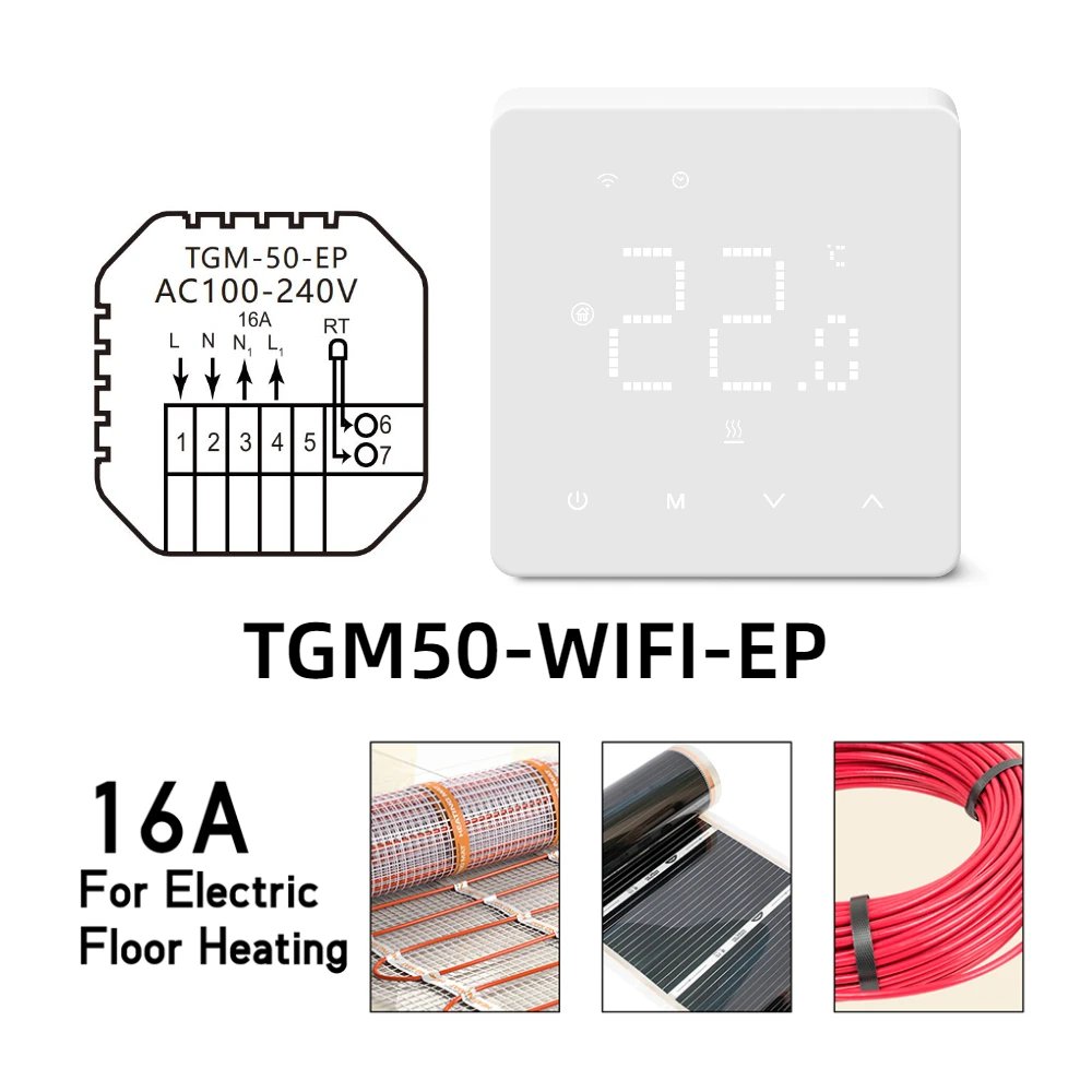 Beok Tuya Floor Heating Wifi Thermostat Smart Thermoregulat Programmable Touch Screen Works with Google Home,Alice,Alexa