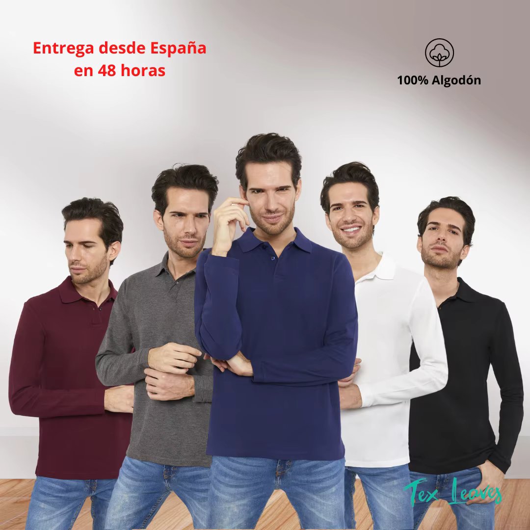 Men's long sleeve Polo shirt-cotton Piqué-colors to choose man fashion, Ideal for all seasons of the year