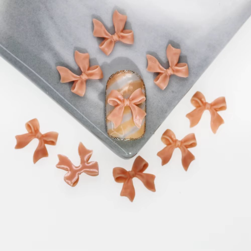 100PCS/Bag Black Pink Summer Girl French Ballet Nail Art Matte Bow Decoration Accessories Japanese Kawaii Resin Mini Charms