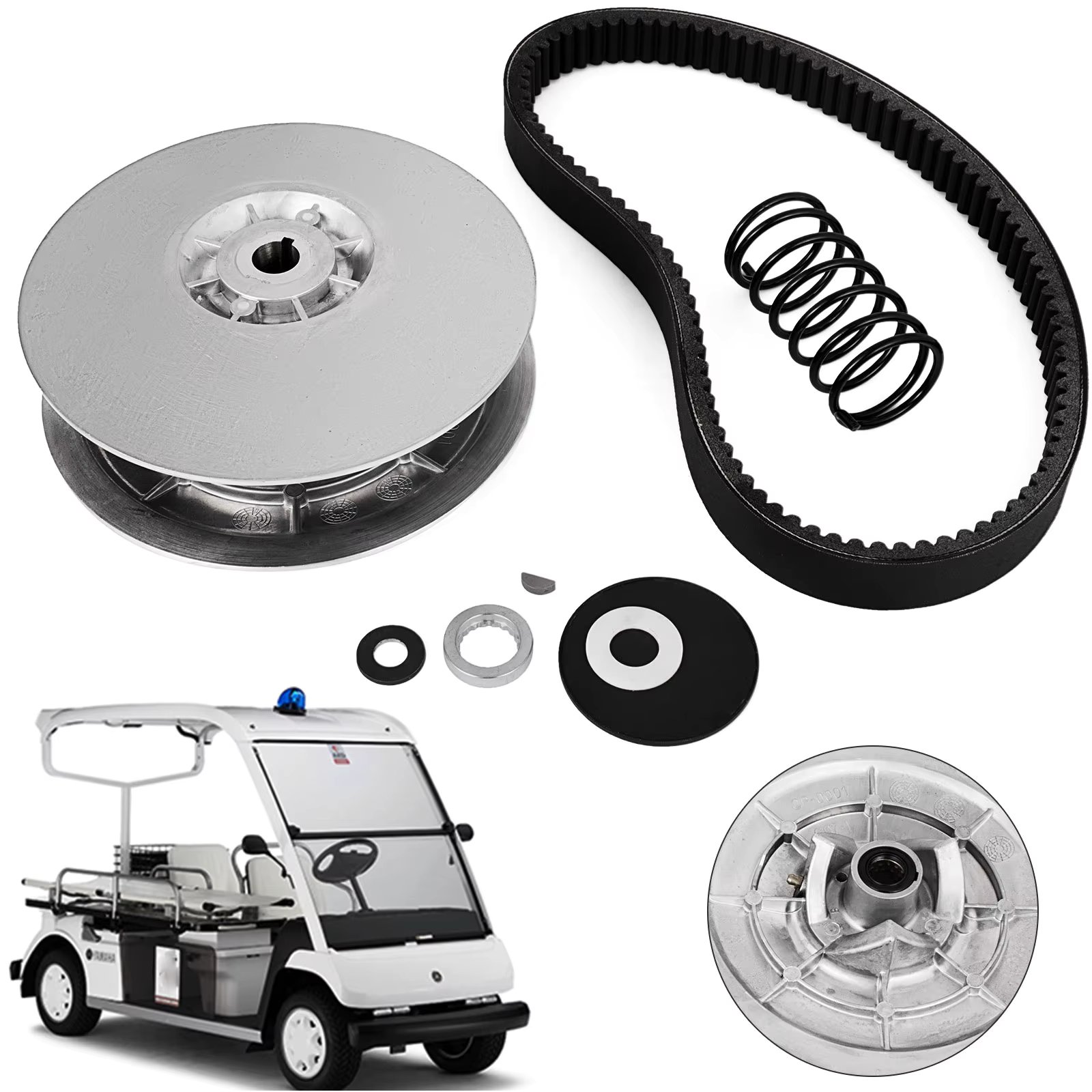 VEVOR Rear Driven Clutch Kit for Yamaha Gas Golf Cart G2-G22 1985+ Secondary with Belt JN6-G6201-03 JN6-G6201-04 Silver