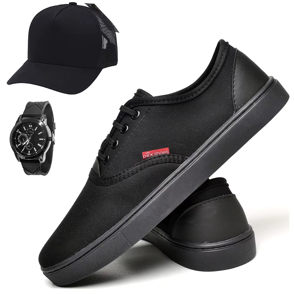 Combo Men's Sneakers Sapatenis Cano Baixo Take to everyday life with Cap and Watch Sizes 37 to 46 Special.