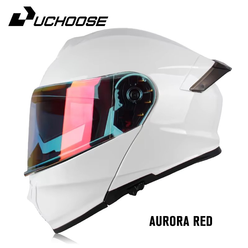 Uchoose DOT Approved Full Face Helmets Crash Motorbike Protective Gear Men Women Flip Up Helmet Motorcycle Double Sun Visor