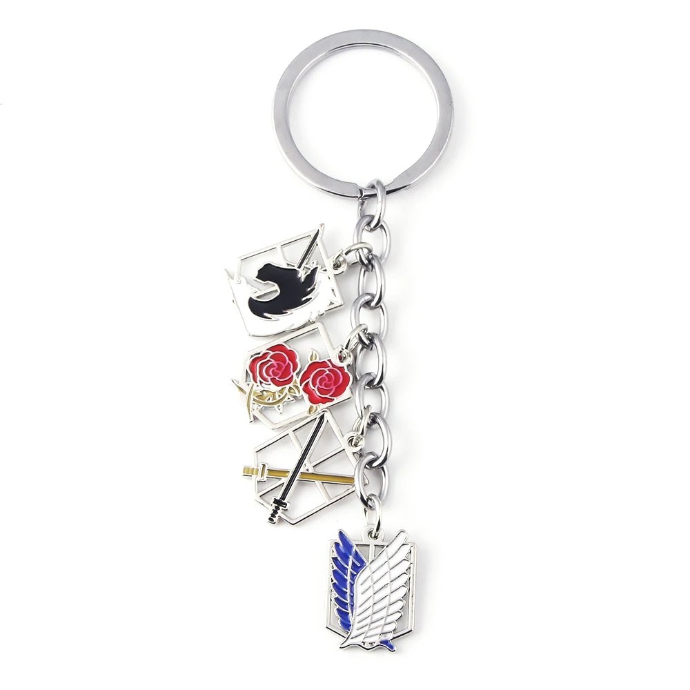 Anime Attack On Titan Keychain Shingeki no Kyojin Scouting Legion Emblem Pendant Key Chain for Women Men Cosplay Jewelry Gift