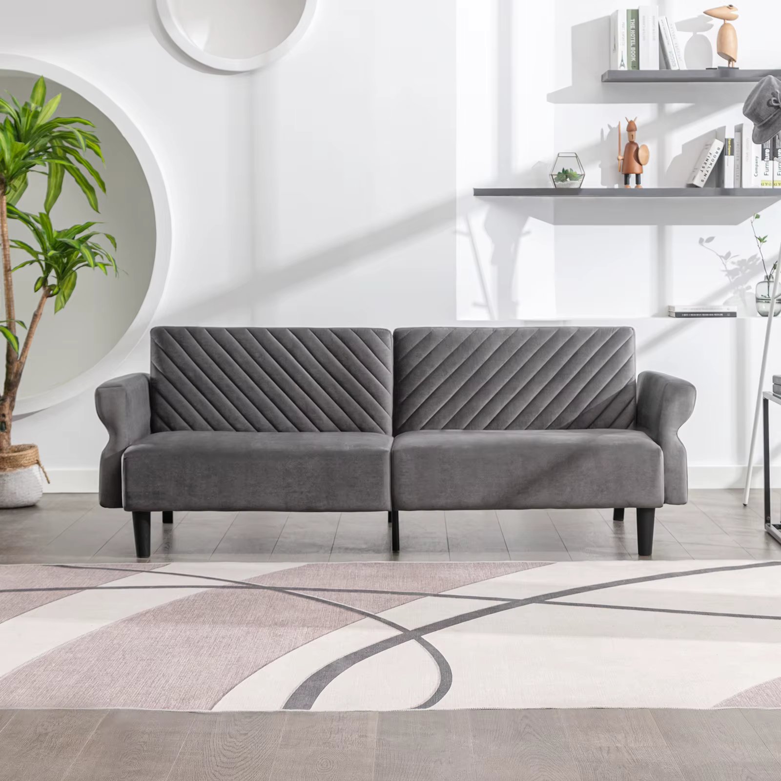 HORGAEO 78 inch 3 Seat Sofa | Convertible Sofa Bed Couch with Ajustable Armrest Modern Design