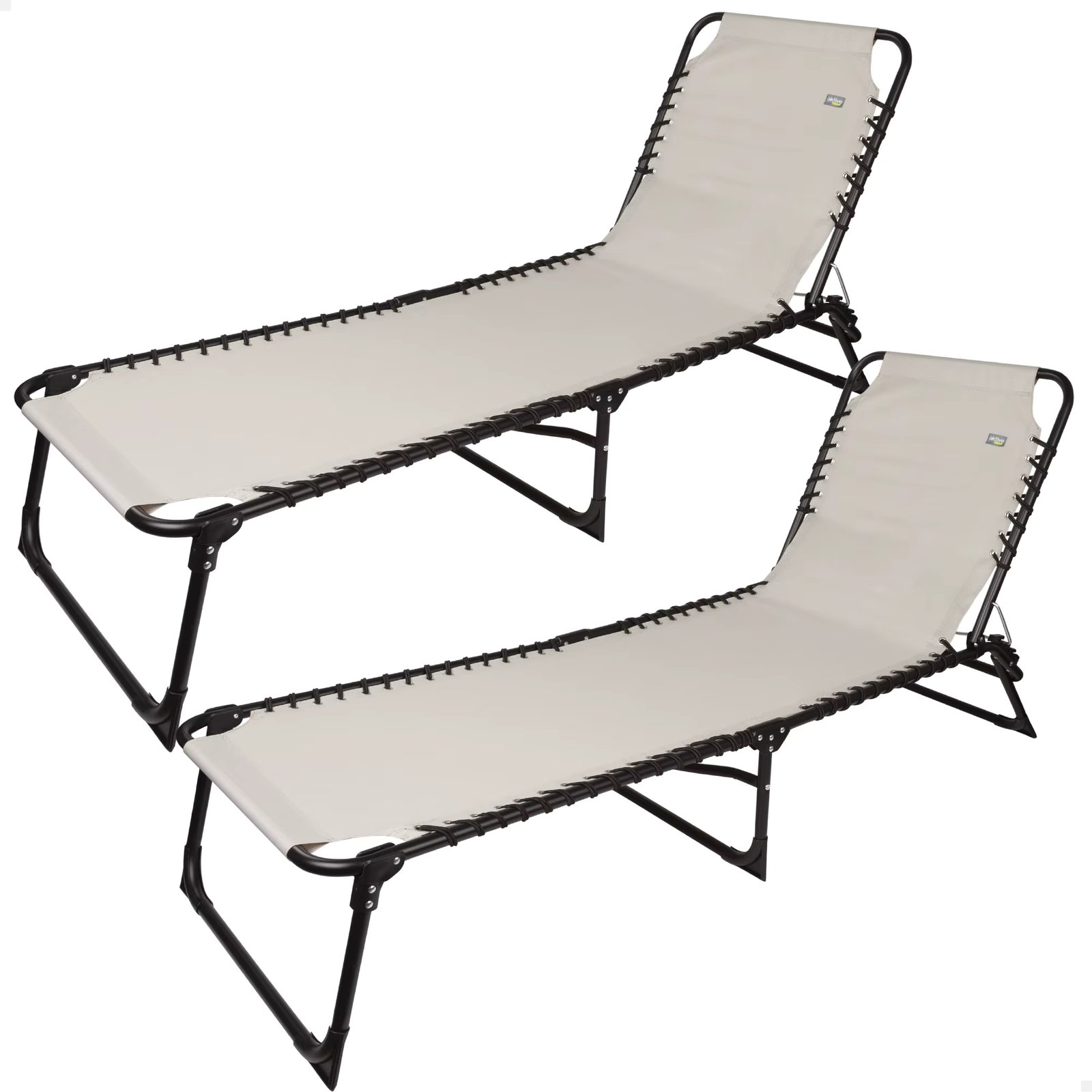 Pack 2 folding loungers 4 positions cream Aktive