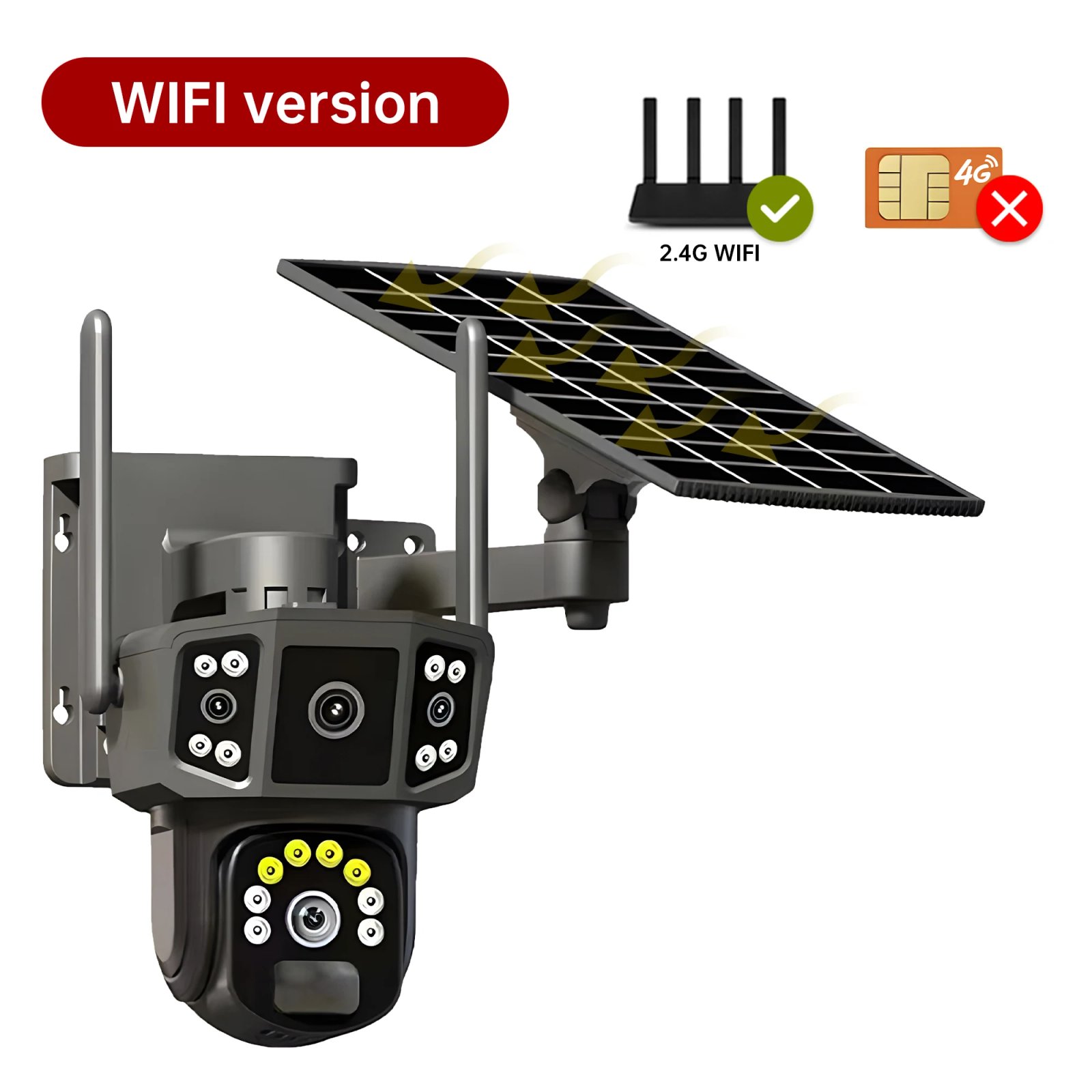 4G sim solar camera,4K dual lens, 10X,outdoor security network camera,wireless WIFI solar closed-circuit television,V380