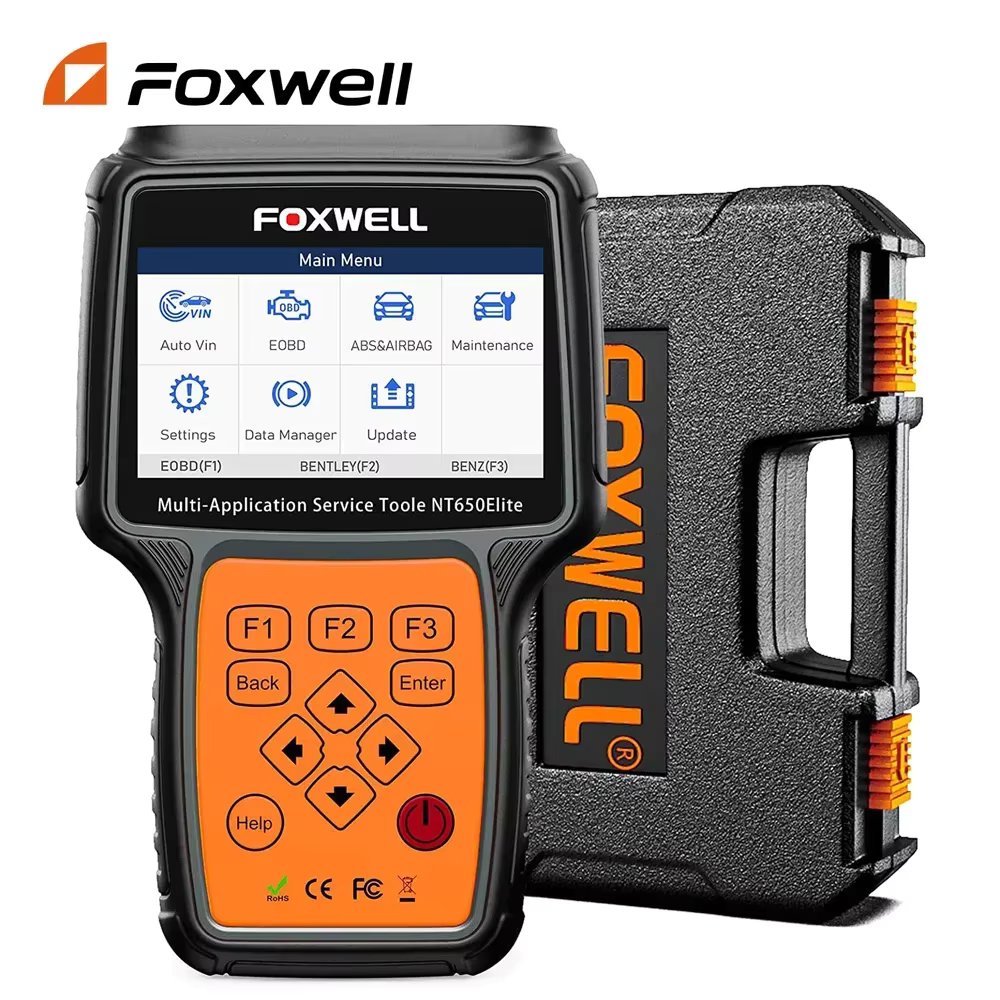 FOXWELL NT650 Elite OBD2 Scanner ABS SRS Diagnostic Tools 26 Resets A/F Adjust Bidirectional Code Reader Automotive Scanner Tool