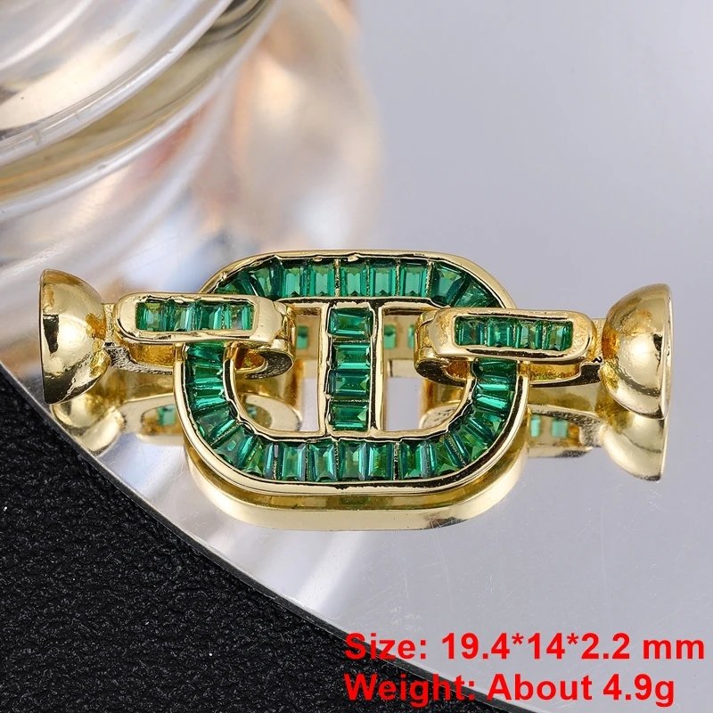 Juya DIY 18K Gold Plated Cz Fastener Closure Lock Clasps Accessories For Handmade Gems Pearls Crystals Beading Jewelry Making