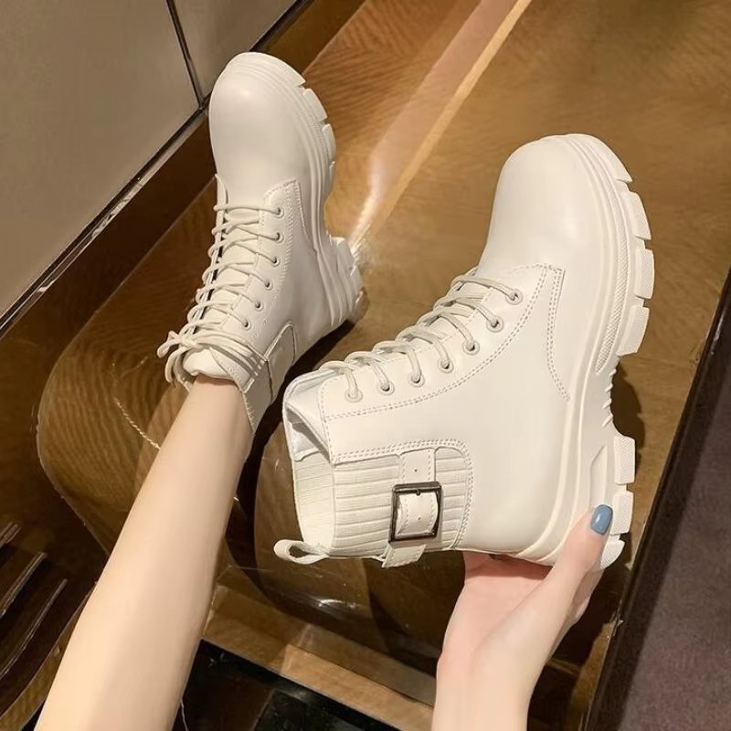 2023 New Autumn Winter Chelsea Boots Women Platform Black White Ankle Boots For Women Fur Short Chunky Punk Gothic Shoes