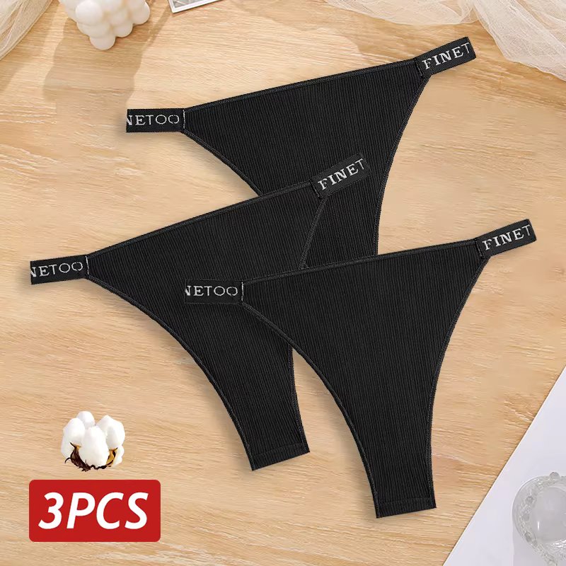 New 3Pcs/Set Cotton Brazilian Panties For Women Sexy Low-Waist Bikini Underwear Sets Solid Color Breathable Intimates Lingerie